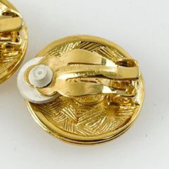 Vintage 1980's Givenchy Gold Clip On Earring Set - Picture 3 of 4